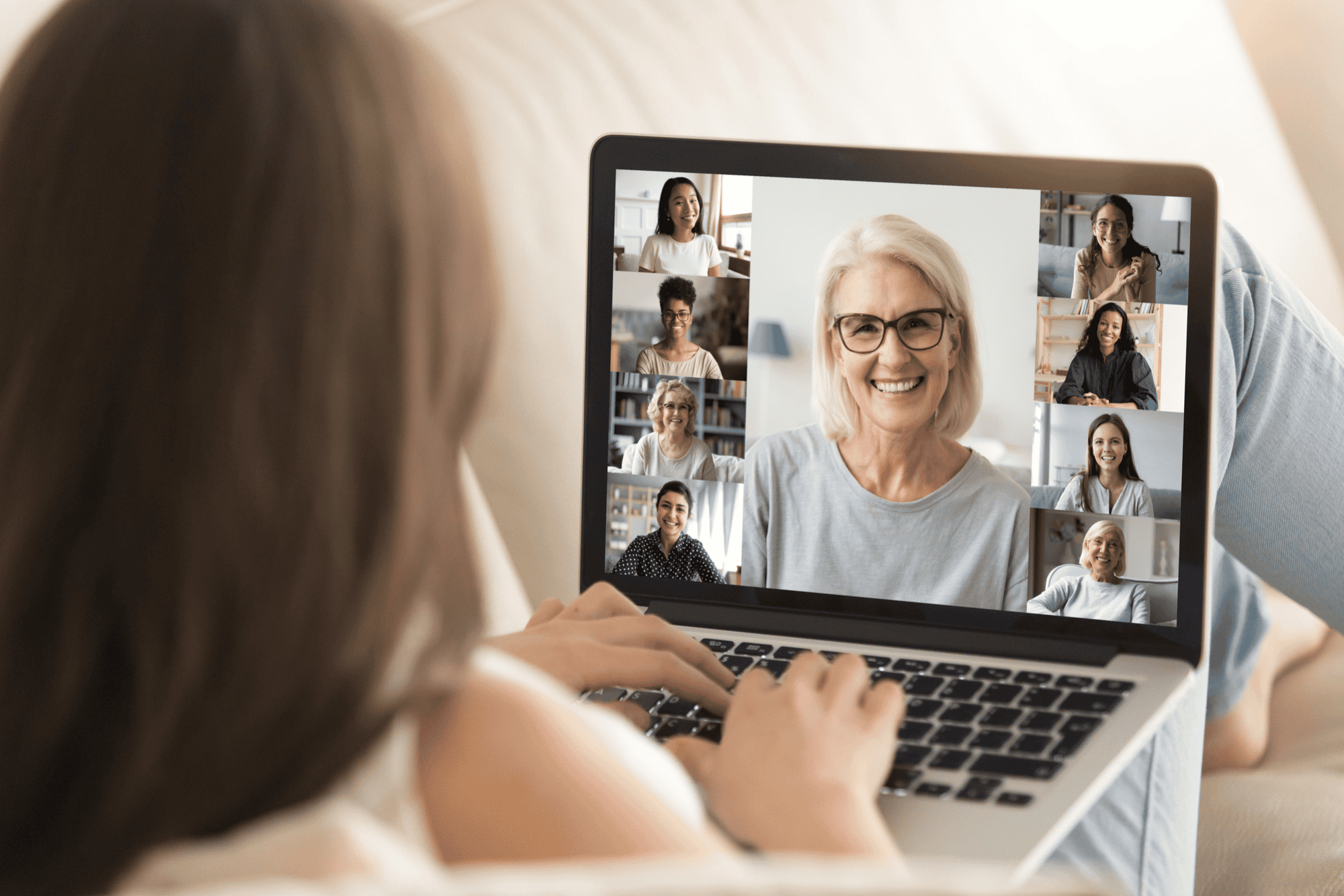 women in online group coaching call